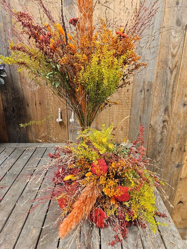 Droogbloemen boeket oranje tinten