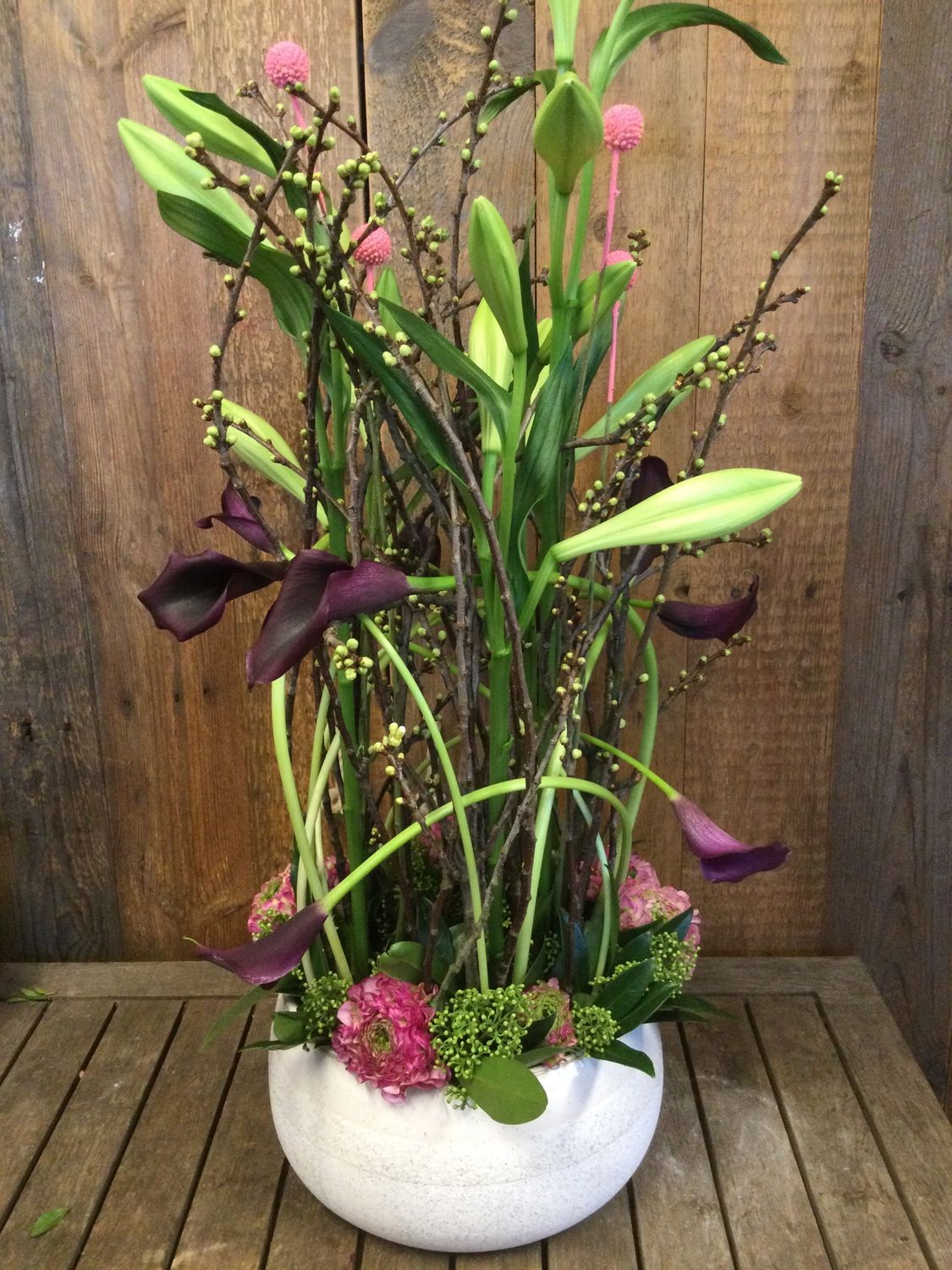 Bloemstuk lelies en Calla