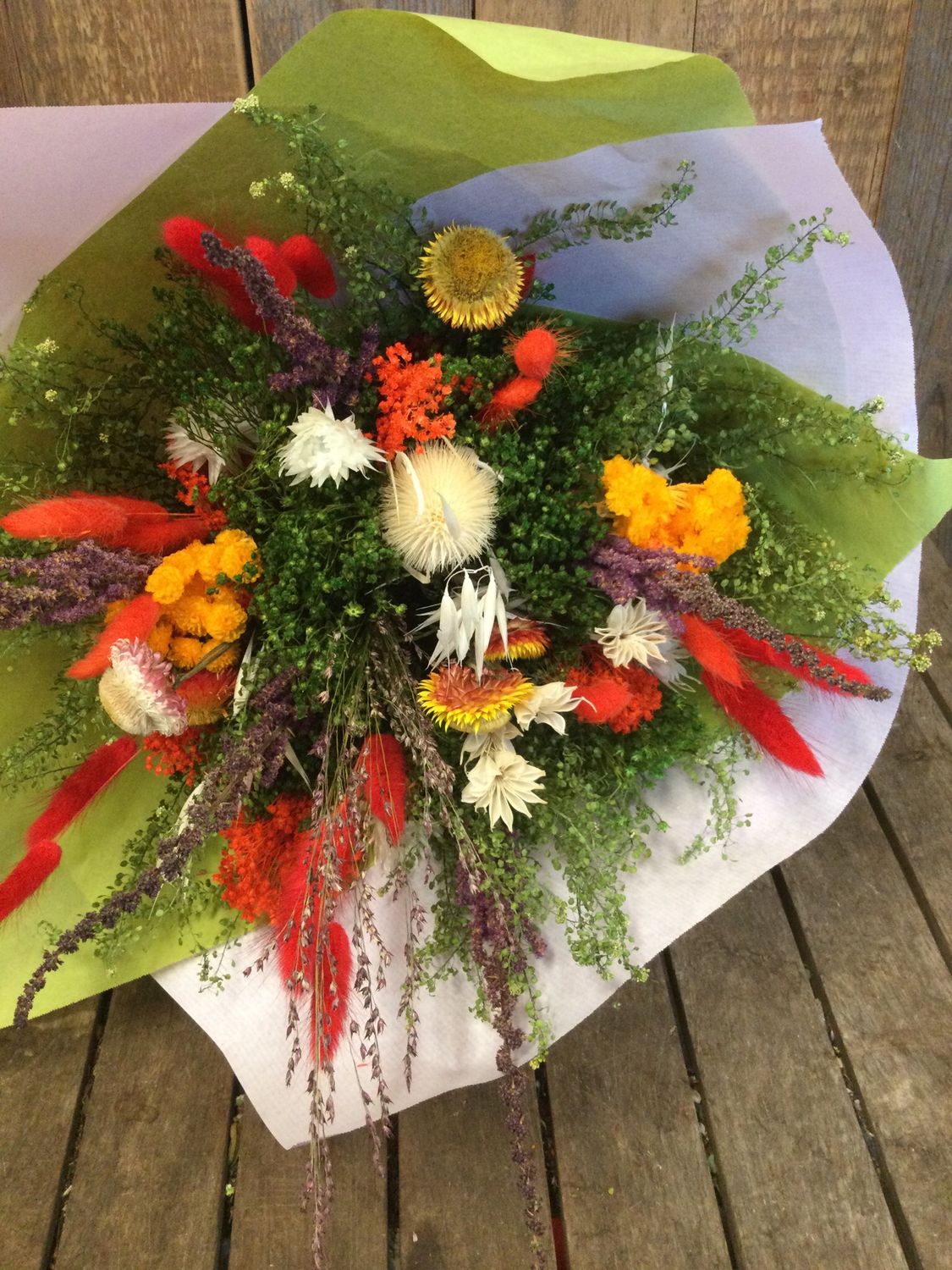 Droogbloemen oranje geel