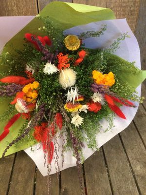 Droogbloemen oranje geel