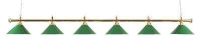 Lamp type pool met zes kappen messing/groen Lamp type pool met zes kappen messing/groen