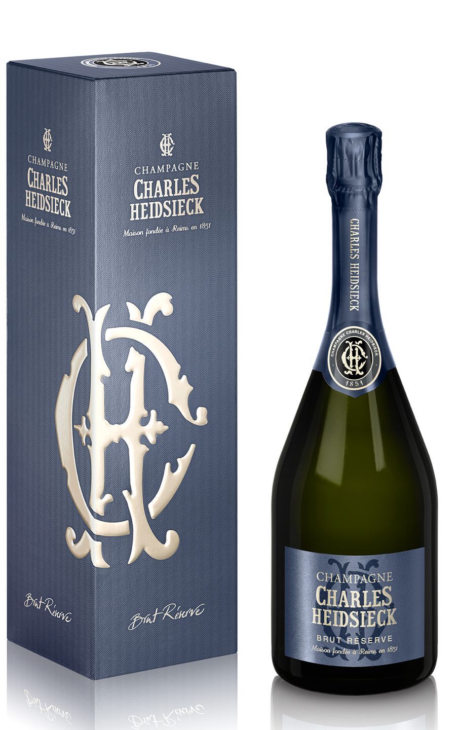 6 flessen 75 cl CHAMPAGNE CHARLES HEIDSIECK Brut réserve MET GIFTBOX !