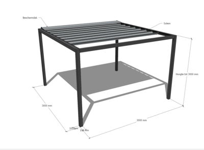 Aluminium pergola 3 x 3 m incl. Solem