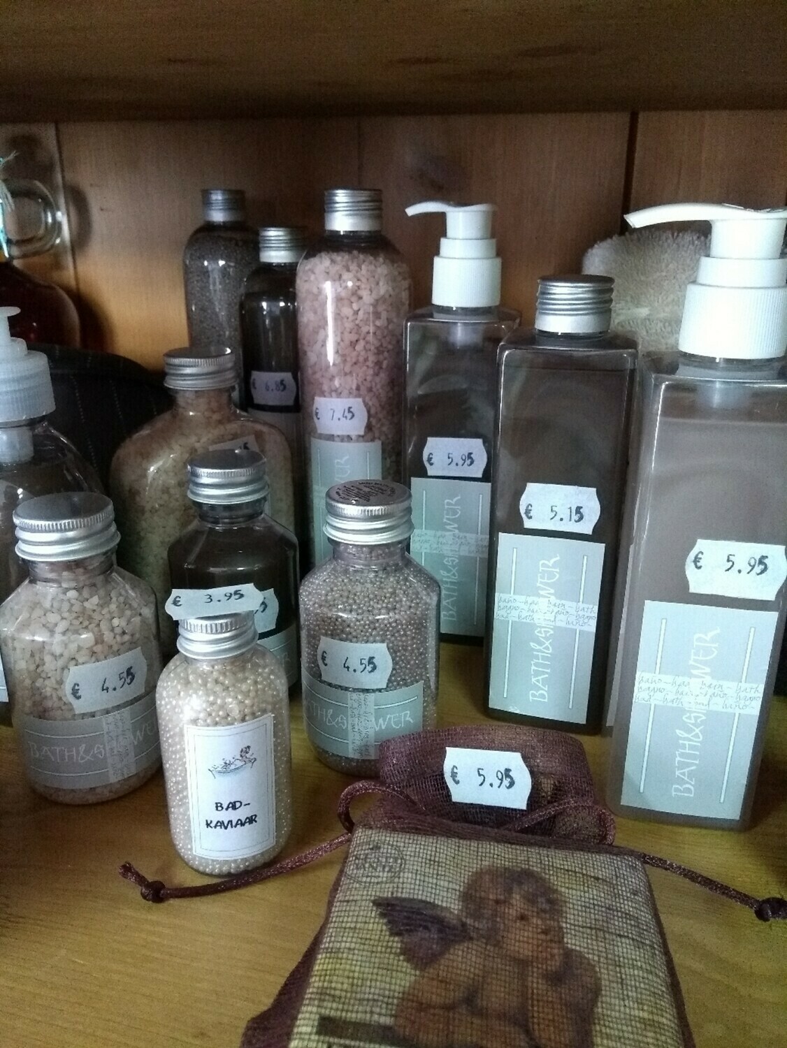 Pakketje badproducten zélf samenstellen, Kleur: Taupe