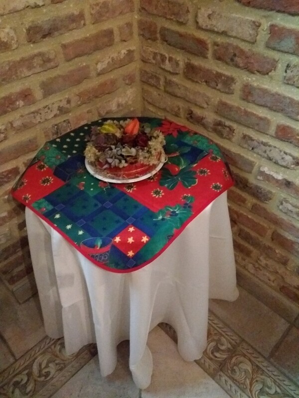 Tafelnappe vierkant kerst groen blauw rood