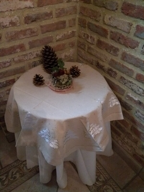 Talelnappe Beige boord kerstboom