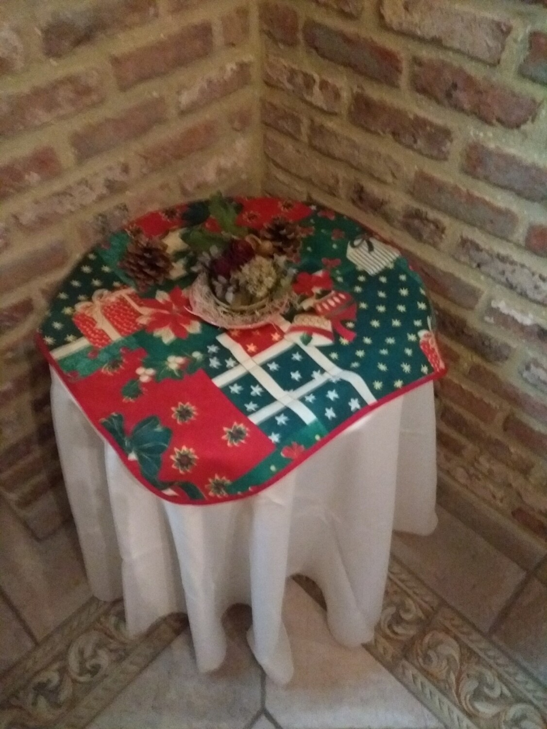 Tafelnappe vierkant kerst groen rood