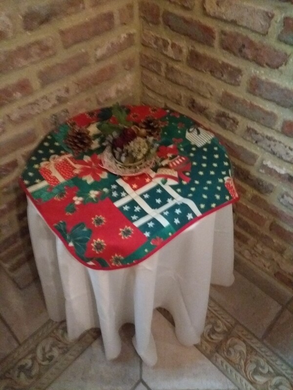 Tafelnappe vierkant kerst groen rood