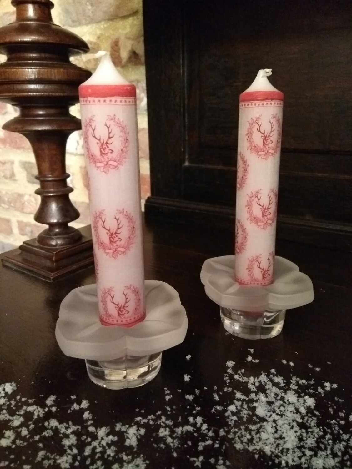 Kaars rendier rood set van 2stuks