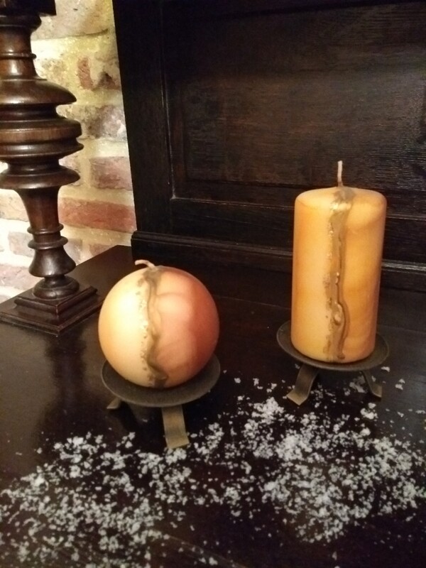 Kaars rond beige goud