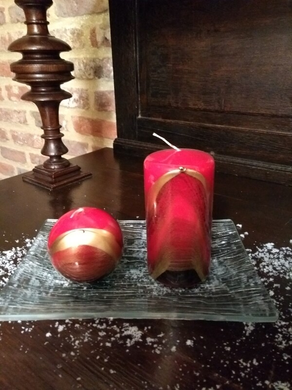 Kaars hoog rood goud