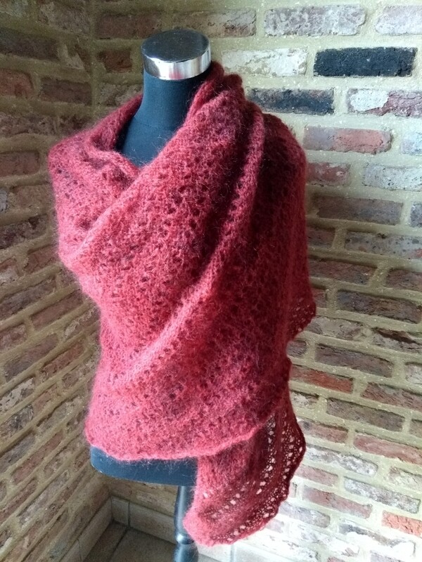 Extra lange stola mohair Bordeaux