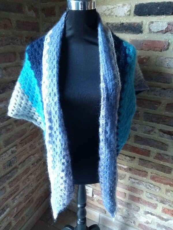 Omslagsjaal Mohair Blauwe tinten