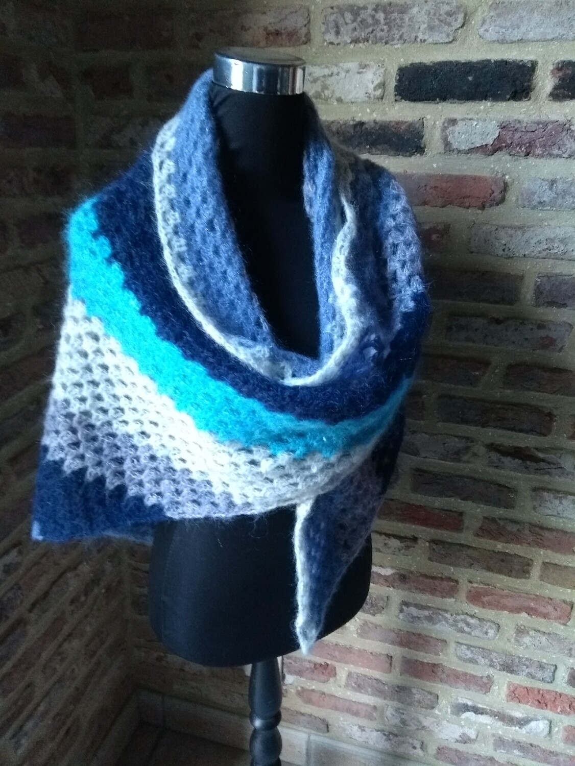 Omslagsjaal Mohair Blauwe tinten
