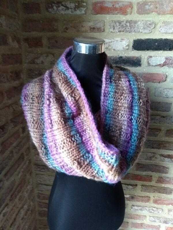 Tunnelsjaal Taupe Blauw Paars