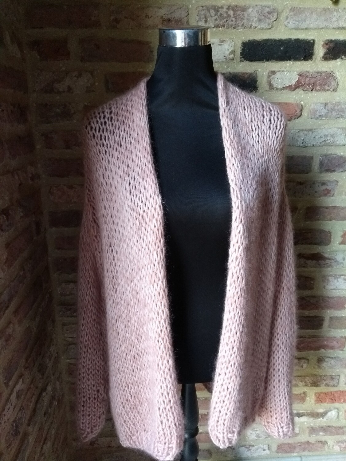 Gilet Mohair met Merino wol Vieux Roze