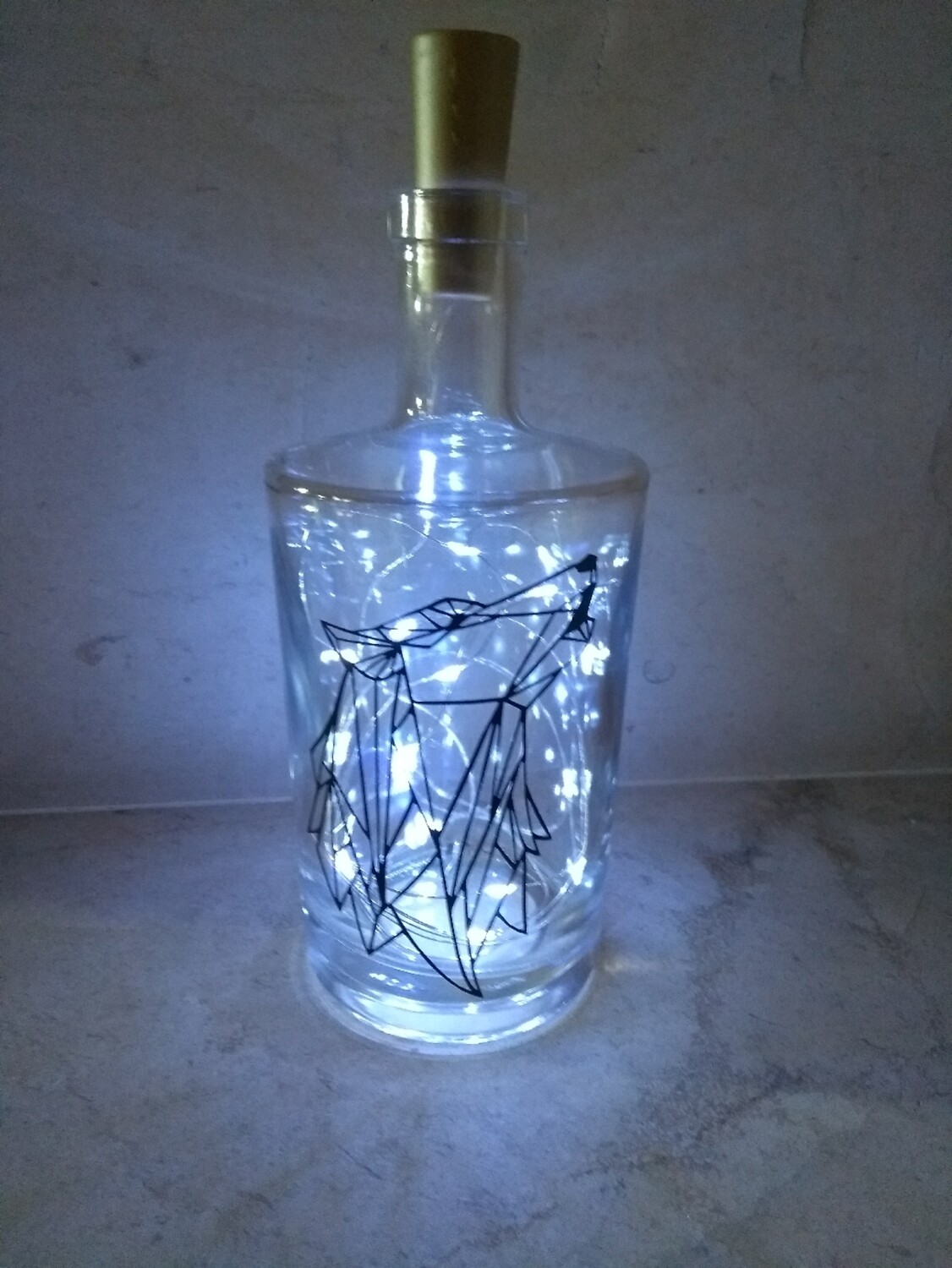 Rechte fles met motief en ledlichtjes
