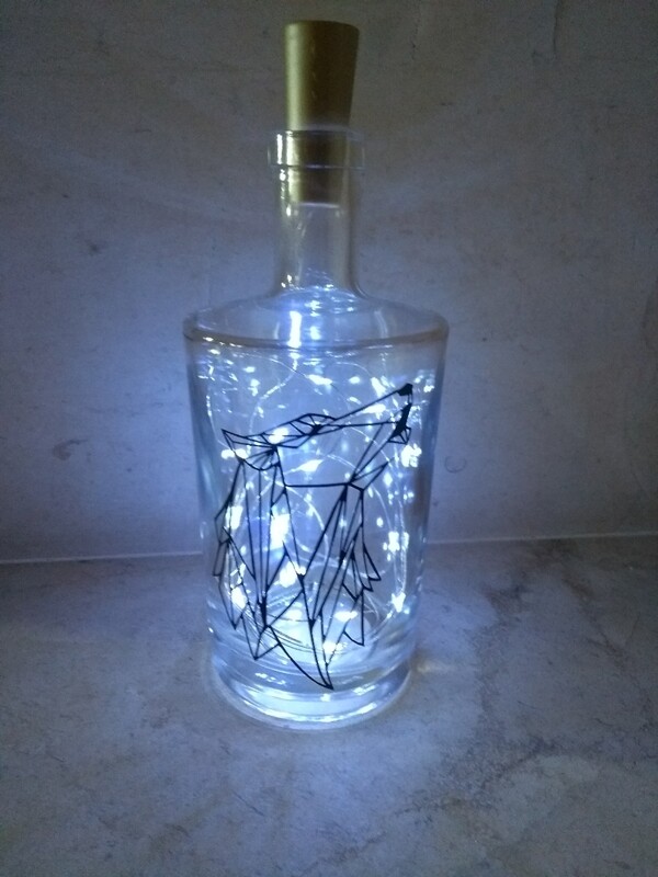 Rechte fles met motief en ledlichtjes