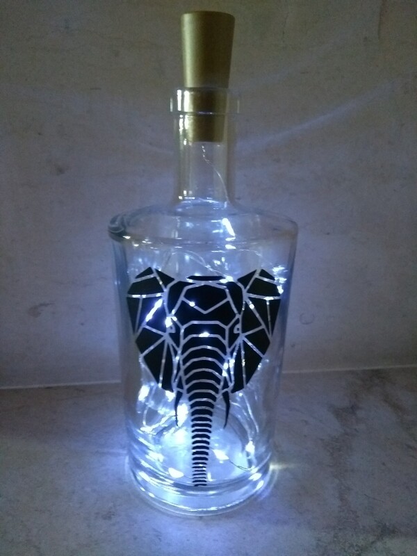 Rechte fles met motief en ledlichtjes