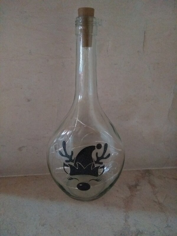 Ovale Fles met motief zwart glinster