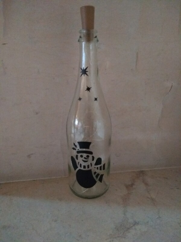 Fles met motief en ledlichtjes