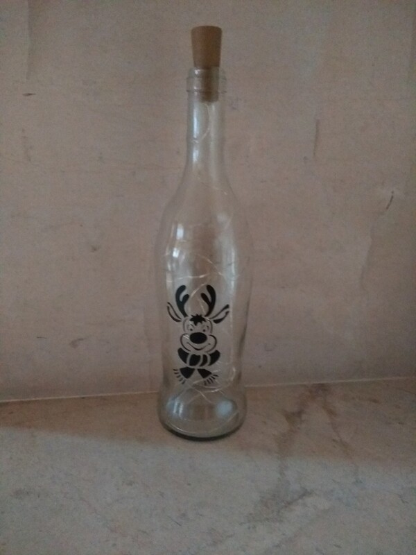 Fles met motief en ledlichtjes