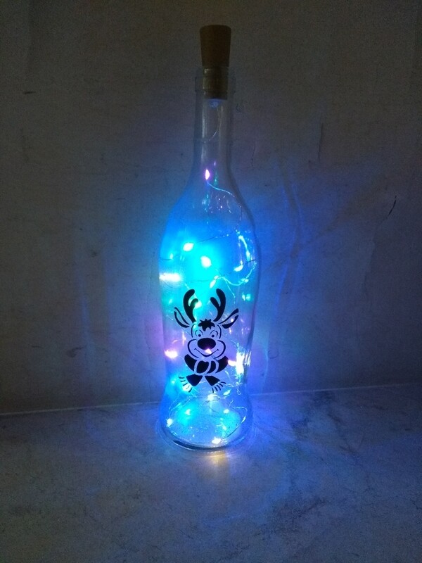 Fles met motief en ledlichtjes