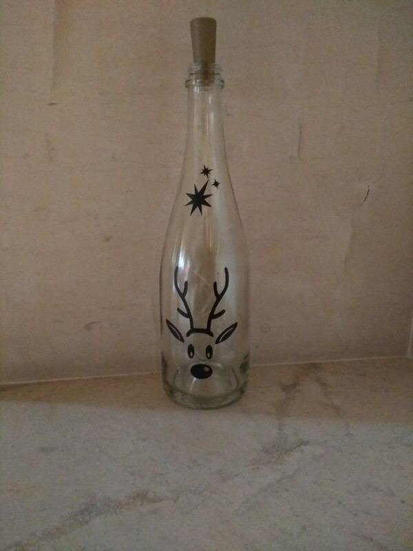 Fles met motief en ledlichtjes