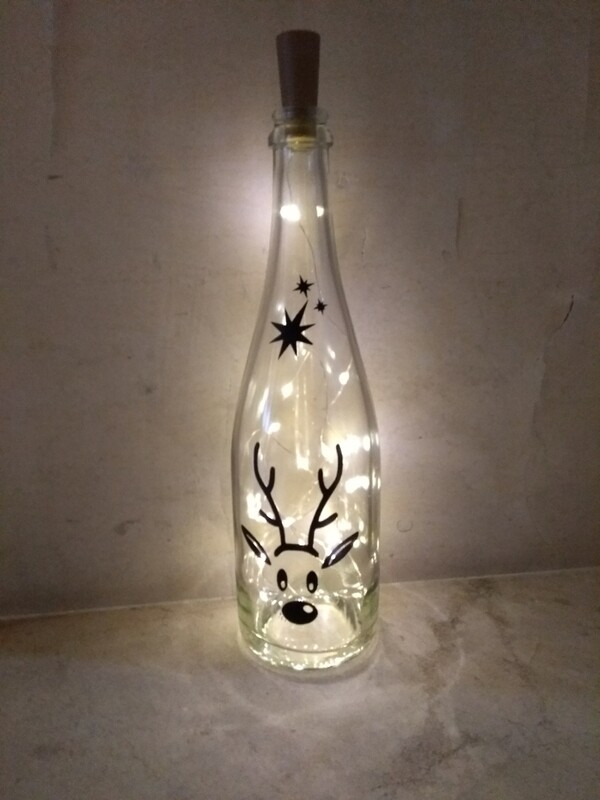 Fles met motief en ledlichtjes