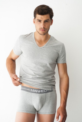 Manned T-Shirt met V-hals GRIJS *