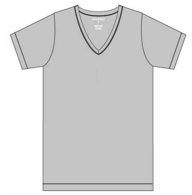 Manned T-Shirt met V-hals GRIJS *