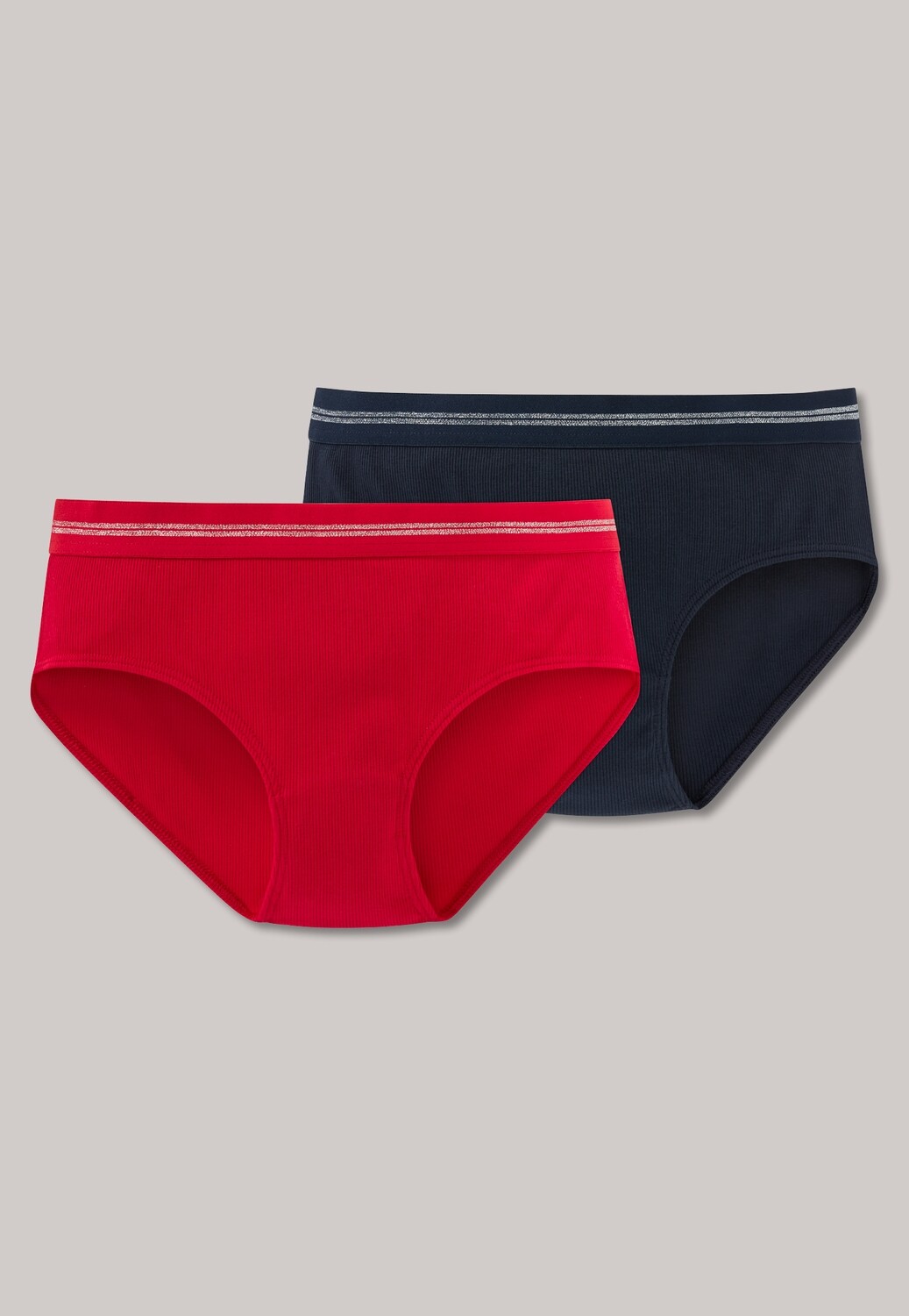Schiesser  - Panty 2-pack dubbelribstof rood/nachtblauw - Long Life Cotton