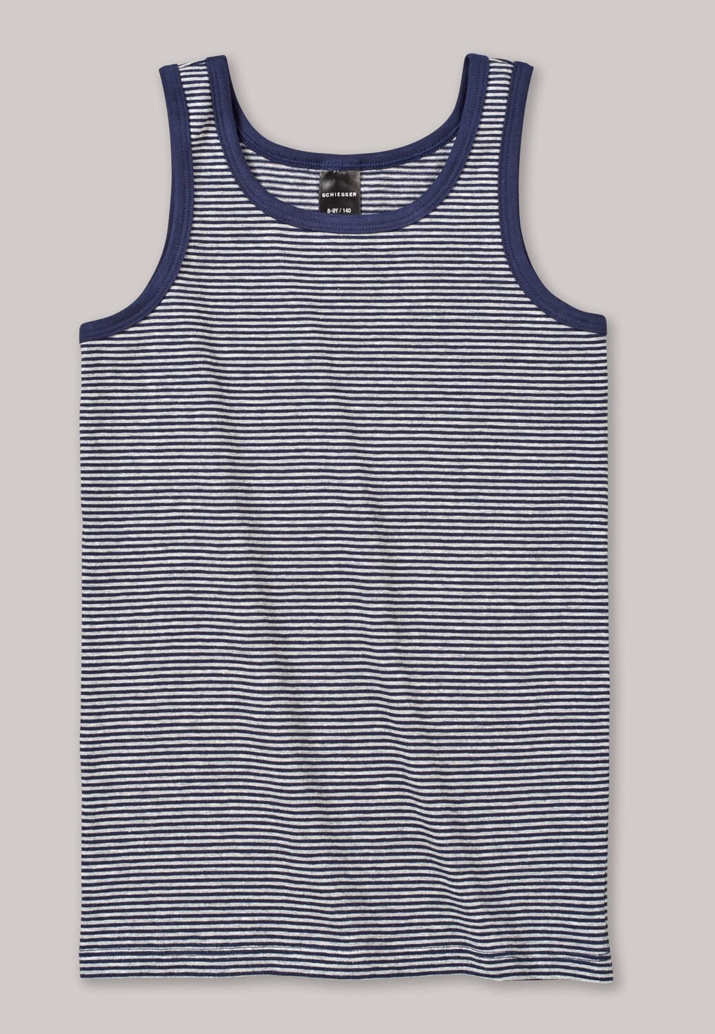 Schiesser - Jongens Tanktop - grijs met strepen