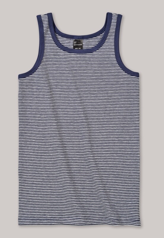 Schiesser - Jongens Tanktop - grijs met strepen