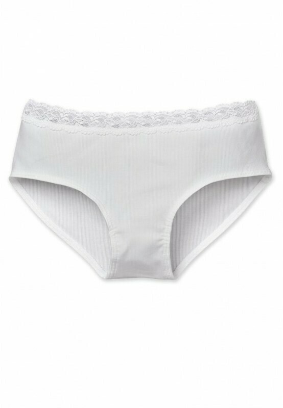 Schiesser - Panty met kant dubbelrib wit - Long Life Cotton