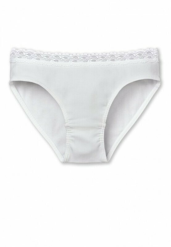 Schiesser - slip met kant dubbelrib wit - Long Life Cotton