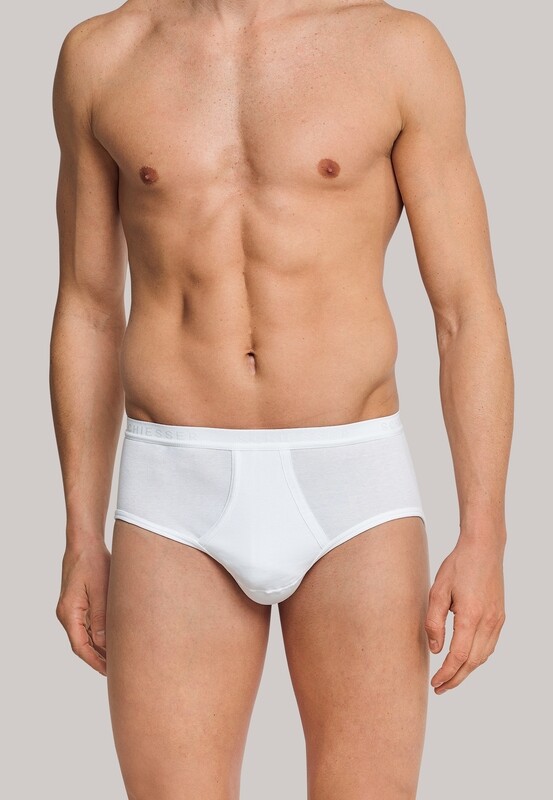 Schiesser - Sportslip met opening fijnrib wit - Original Classics
