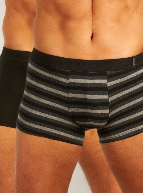 Schiesser short 2 pack 95/5 H zwart/streep