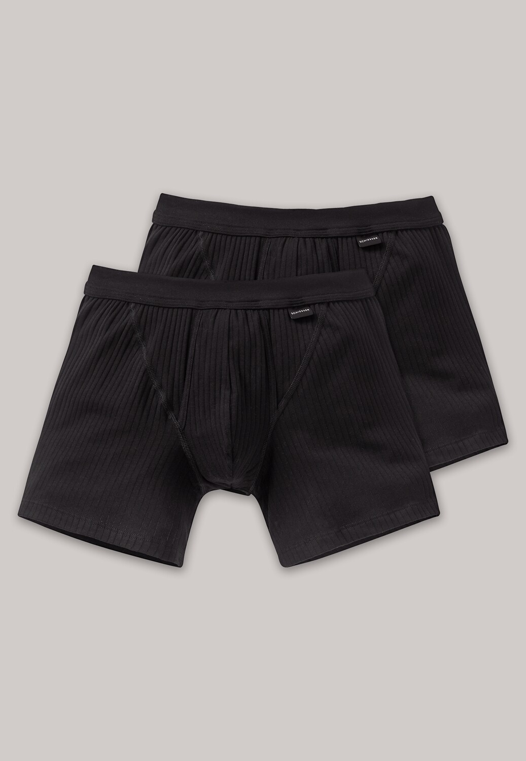 Schiesser - Short met opening 2-pack zwart - Authentic
