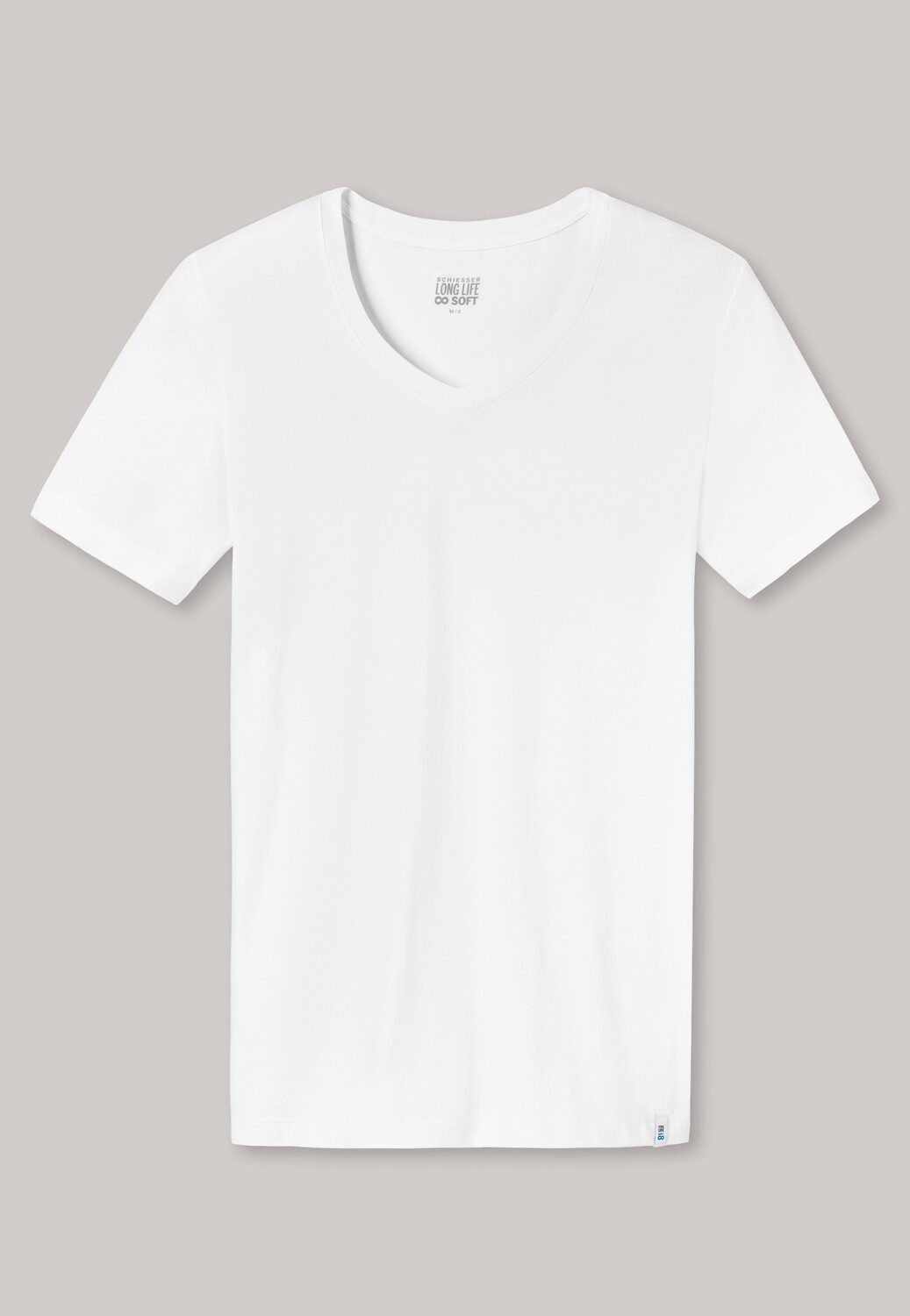 Schiesser - Shirt korte mouwen jersey elastisch V-hals wit - Long Life Soft