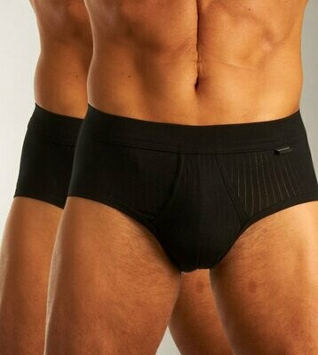 Schiesser - Sportslip met opening 2-pack ZWART - Authentic