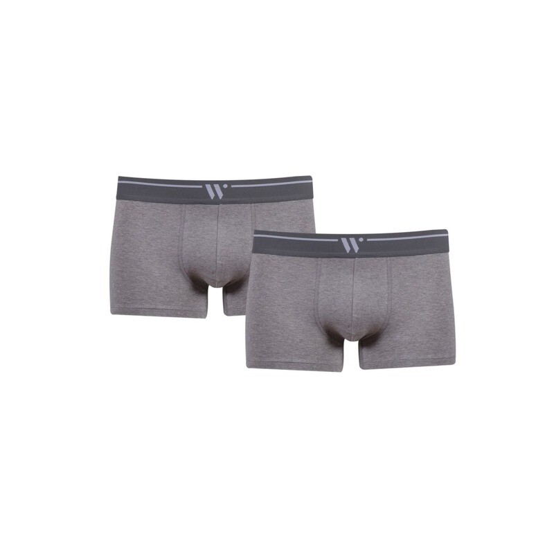 Woody  Men Basic Underwear - Boxer short - duopack, grijs melange