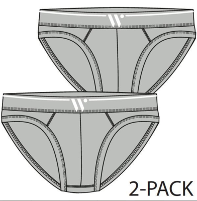 Woody Men Basic Underwear - Mini slip - duopack - grijs melange