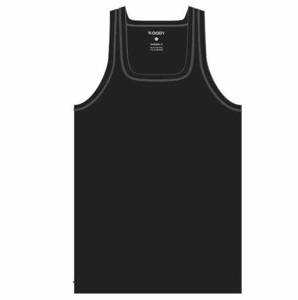 Woody Men Basic Underwear - Singlet - zwart