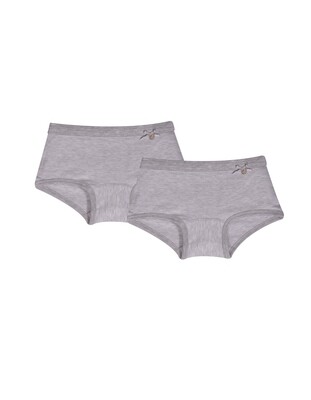 Woody - Meisjes shorty - duopack, wit-grijs gestreept - Basis ondergoed