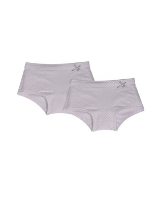 Woody - Meisjes shorty - duopack, wit grijze dots - Basis ondergoed