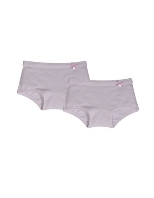 Woody - Meisjes shorty - duopack, wit roze dots - Basis ondergoed