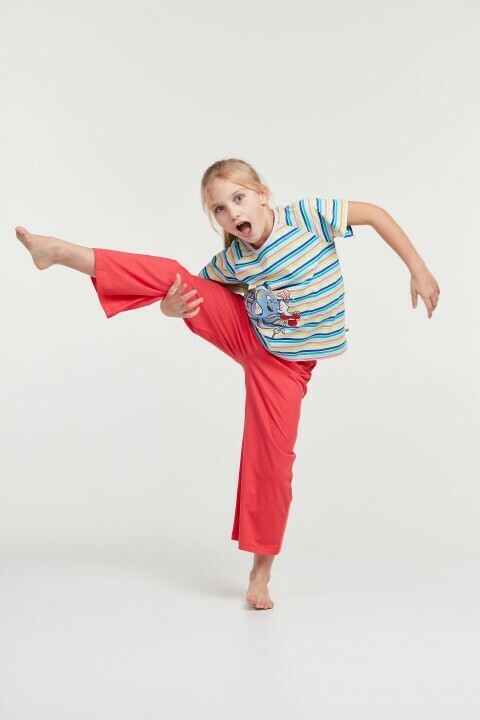 Woody - Meisjes/Dames Pyjama Octopus - Multicolor Gestreept *