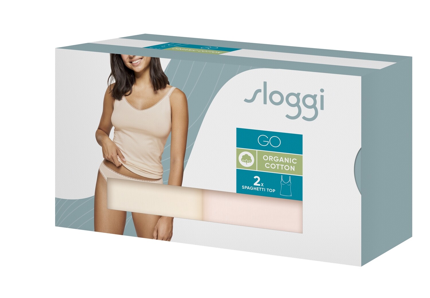 Sloggi - GO Spaghetti Shirt 2-pack - Roze/Zalm