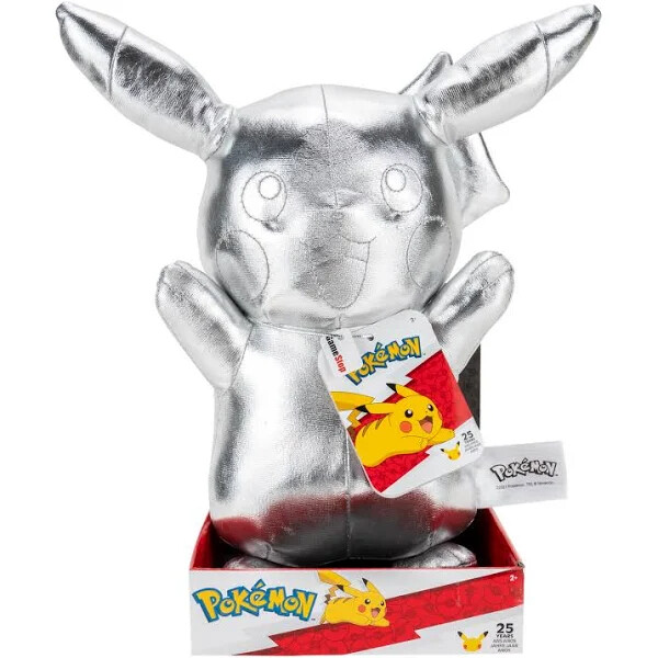 Pokemon - 25 Jaar Pokemon Zilveren Pluche 28cm - Pikachu